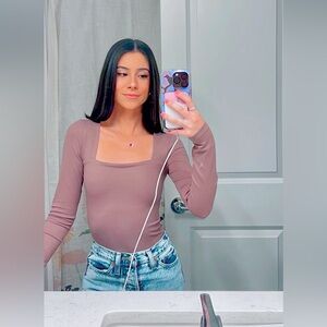 Abercrombie & Fitch Beige Longsleeve Bodysuit